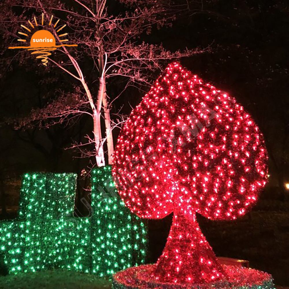 Holiday Light Displays Christmas Walk Through Arch Poker Dice Theme Light Show LED Heart Soldier Motif Decoration for Festive