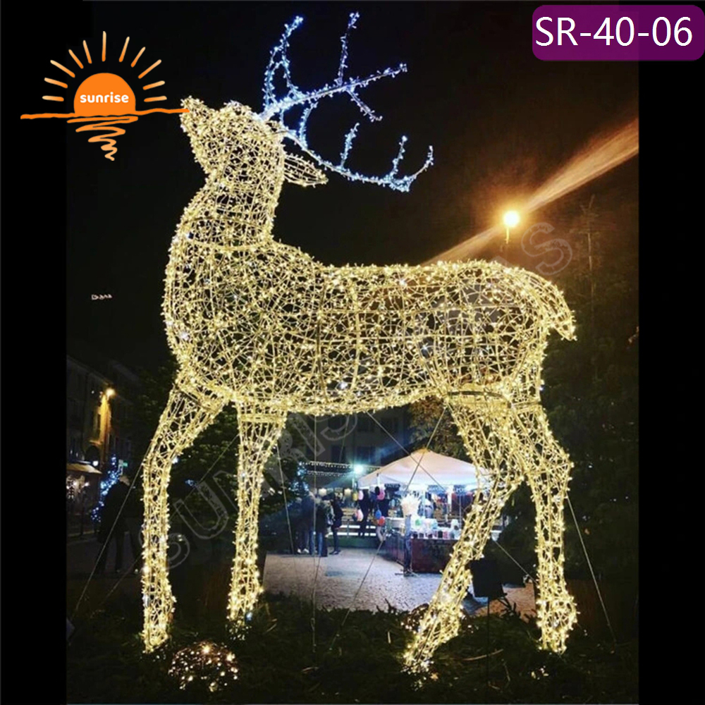 High Quality 3d Christmas Standing Reindeer Deer Light for Yard Decoration large LED outdoor motif light show