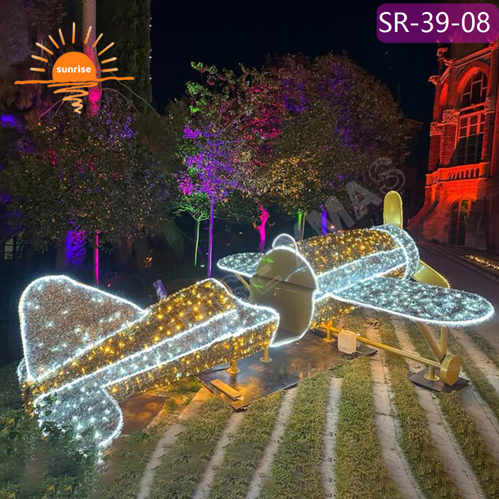 Xmas airplane led Light Emitting Diode decoration for Festive Displays Outdoor IP65 3D Christmas helicopter motif light show