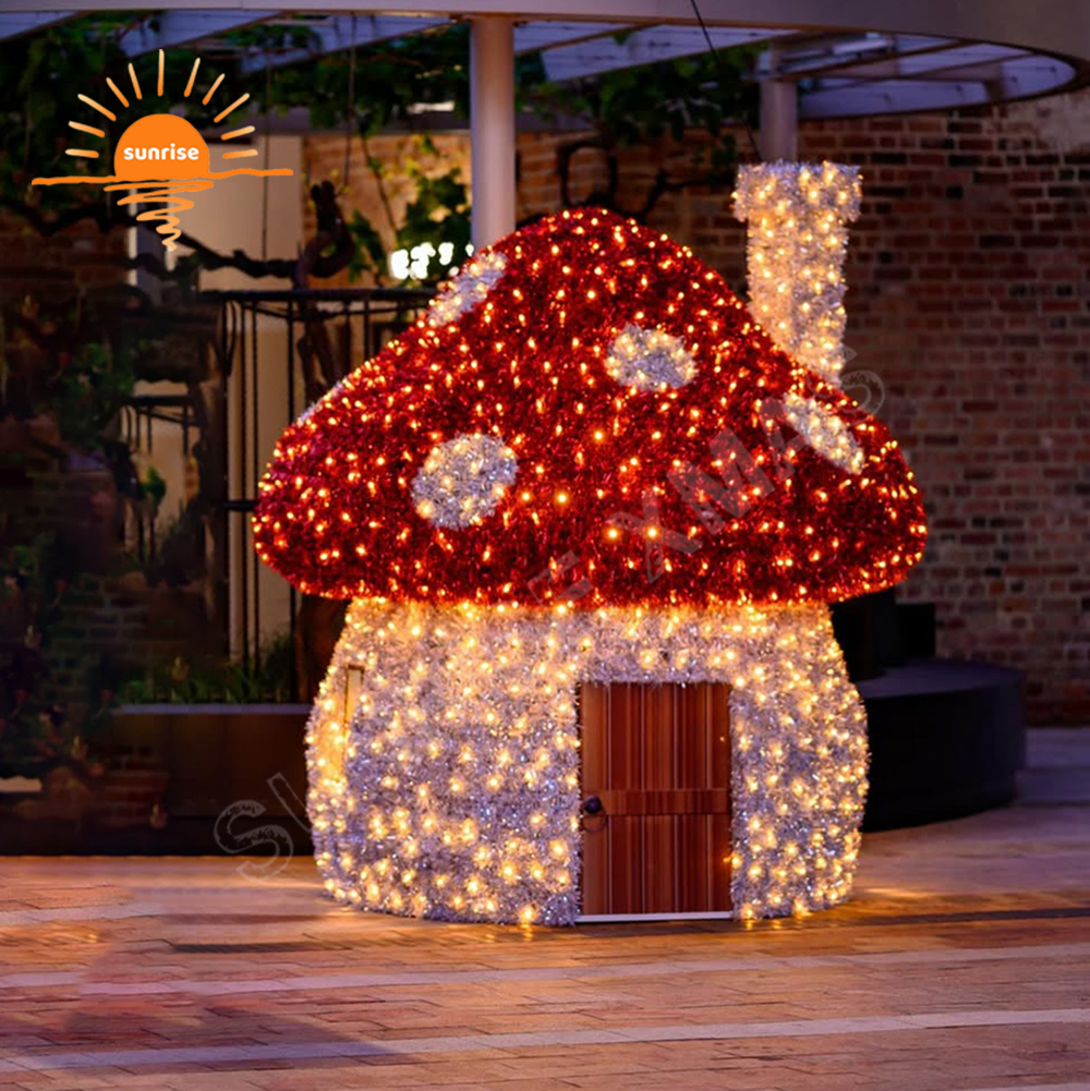 Christmas 3D  Mushrooms Motif Lights Outdoor Landscape LED Neon Flex Lotus Light Show Customized Decoration Holiday for Garden