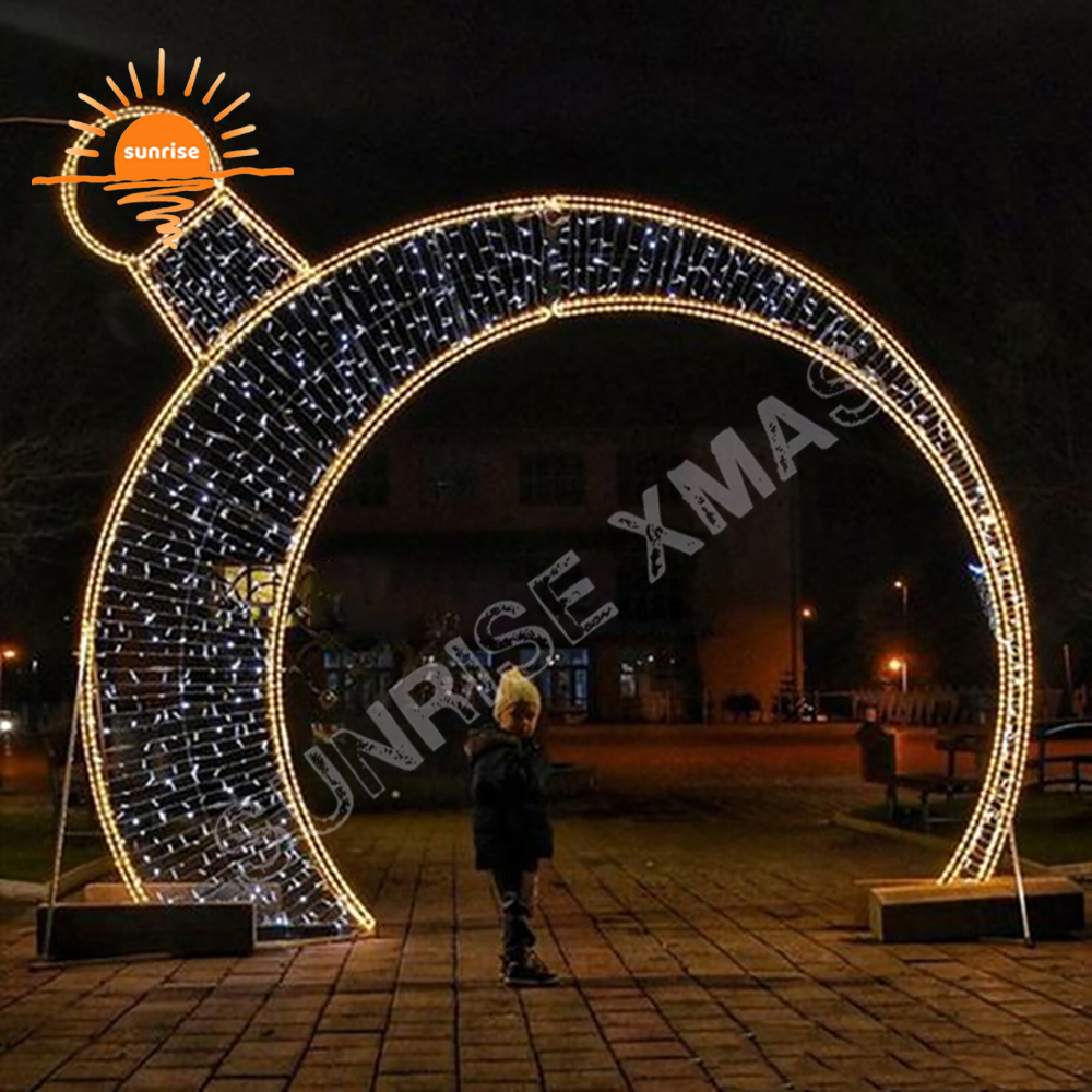 High-quality Commercial Led Lighted Standing Walk Through tunnel Christmas Arch Large Outdoor Christmas Decoration in stock