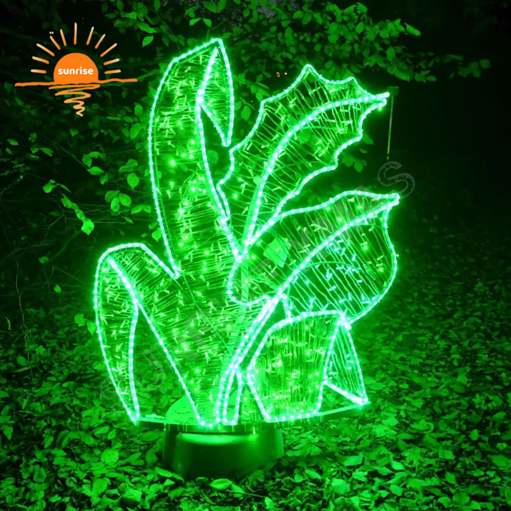 Outdoor Landscape LED Neon Flex Light Show Customized Decoration Holiday for Park Garden Christmas 3D Huge Flower Motif Lights
