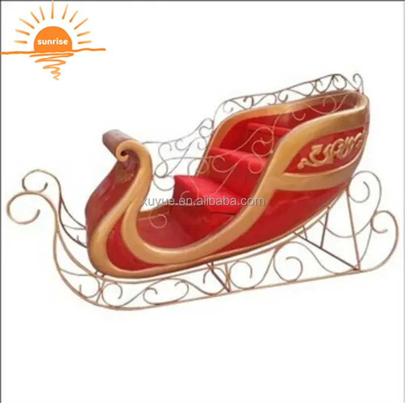Fiberglass Christmas Decoration Large Christmas Santa Sleigh Jumbo Sled for Shopping Mall