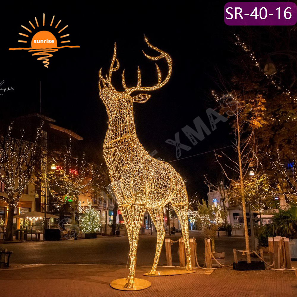 Winter Christmas led motif light show 3D Glowing reindeer yard ornament 3m/5m/6m waterproof large Holiday decoration in stock