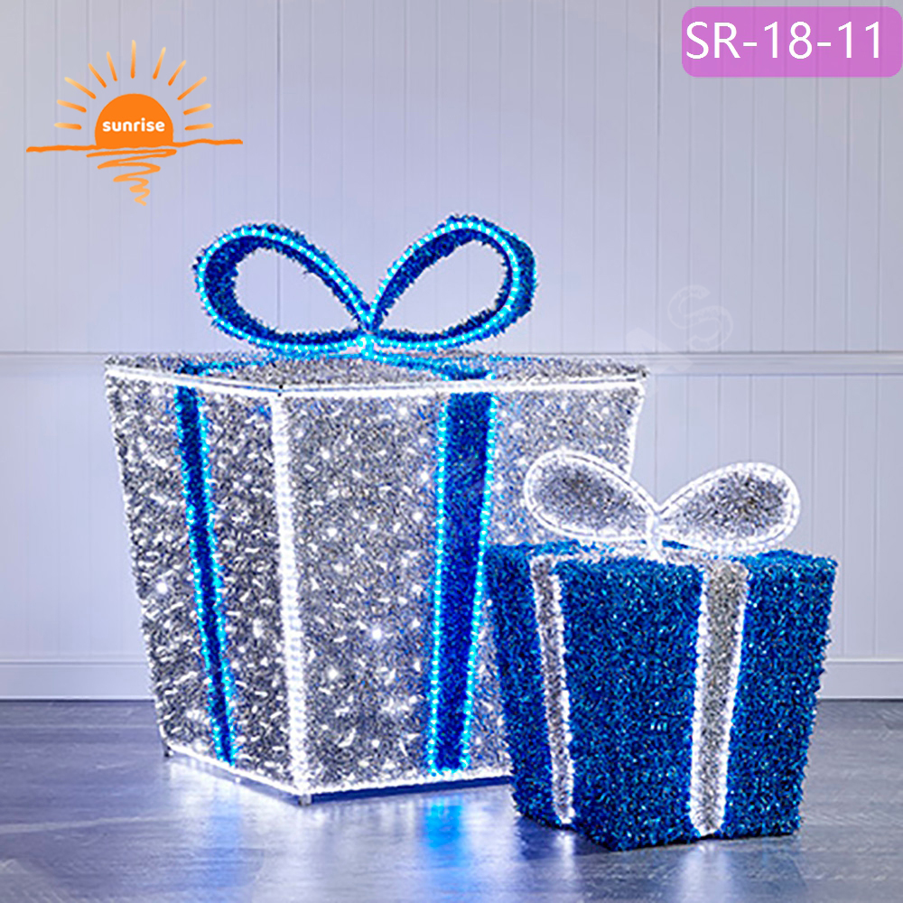 3D LED motif gift box presents decoration custom color mall park decoration props for light show
