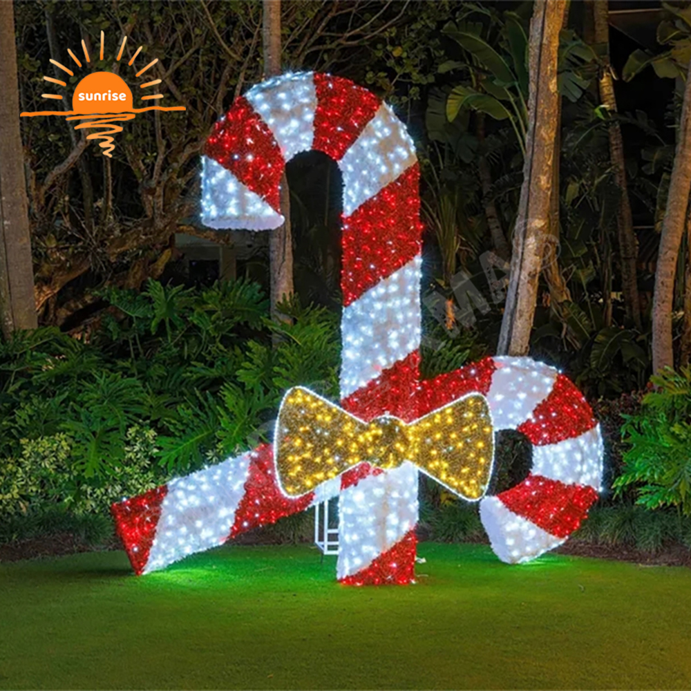 Hot Christmas led light holiday decoration red warm white candy cane stick wands lights Outdoor waterproof light show in stock