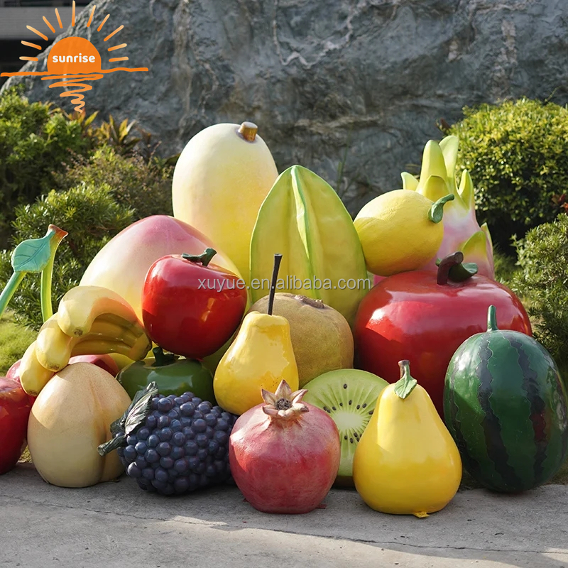 2022 New  Fiberglass Resin Vegetable Fruit Pumpkin Watermelon Strawberry Pineapple Sculpture Outdoor Mall Fiberglass Decoration