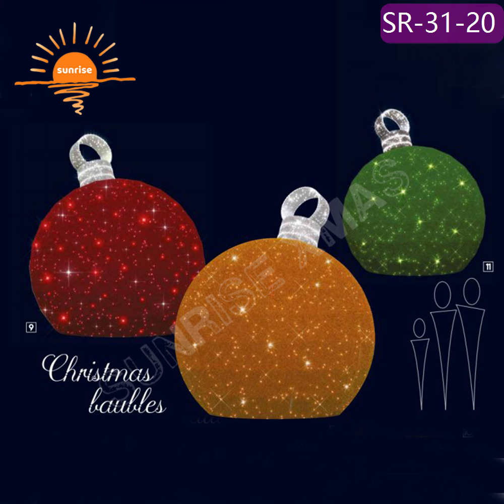 Large IP65 Christmas Ball motif 3d Giant Outdoor Decorative Festive Displays Waterproof IP65 bauble/ornament Theme light Park