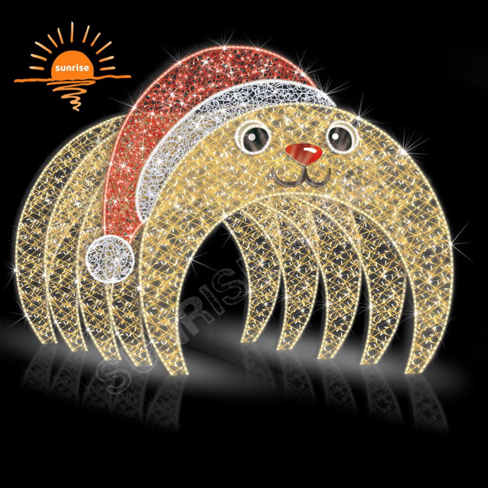 IP65 LED Holiday Christmas Theme Walk Through Tunnel Light Commercial Waterproof Huge Reindeer Santa Claus Arch Decoration Light