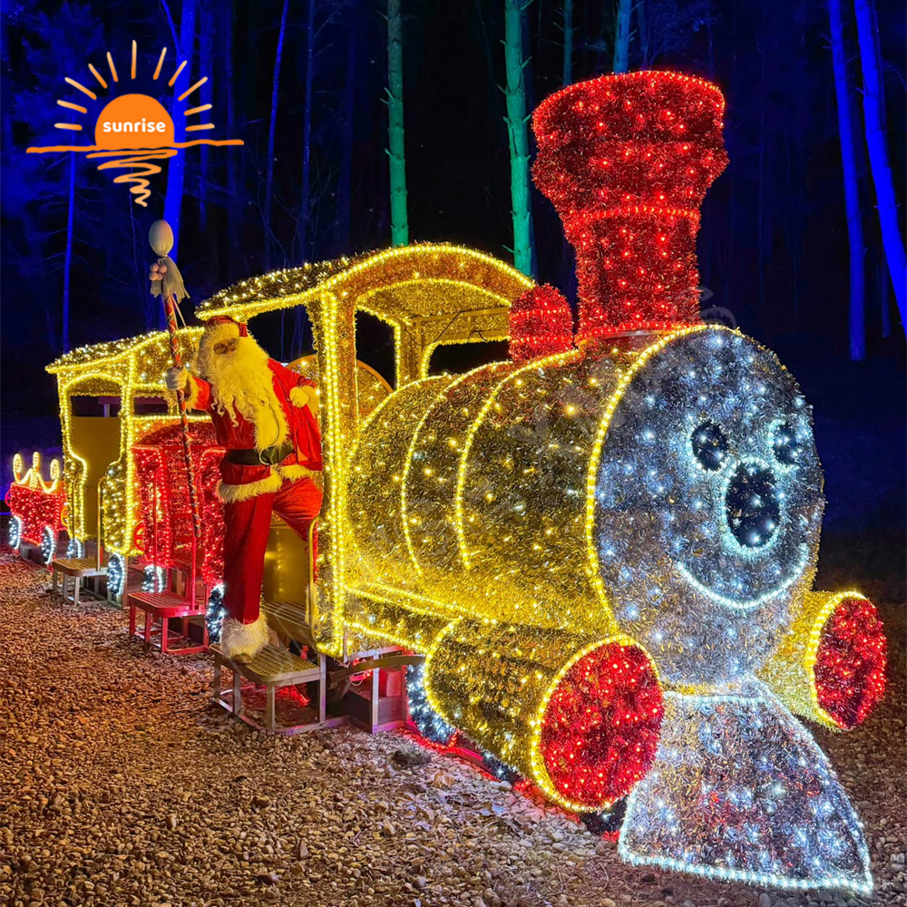 3d Tanks Style LED Lighting Train Theme Amusement Park Decoration Christmas OEM Holiday Fighter Aircraft Motif Street Decoration