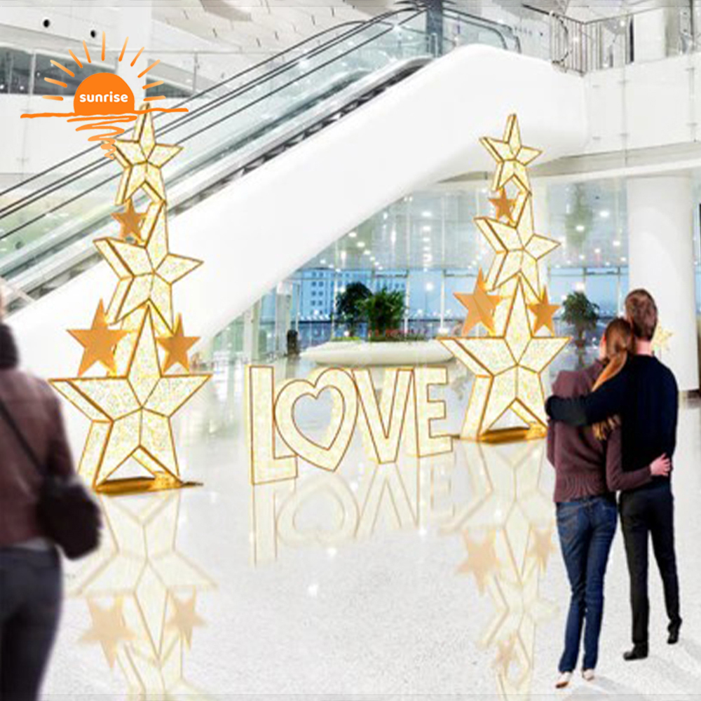 Xmas Giant Led Five-pointed Star Lights Christmas Lighting for Outdoor Waterproof Star Commercial Western Christmas Decoration