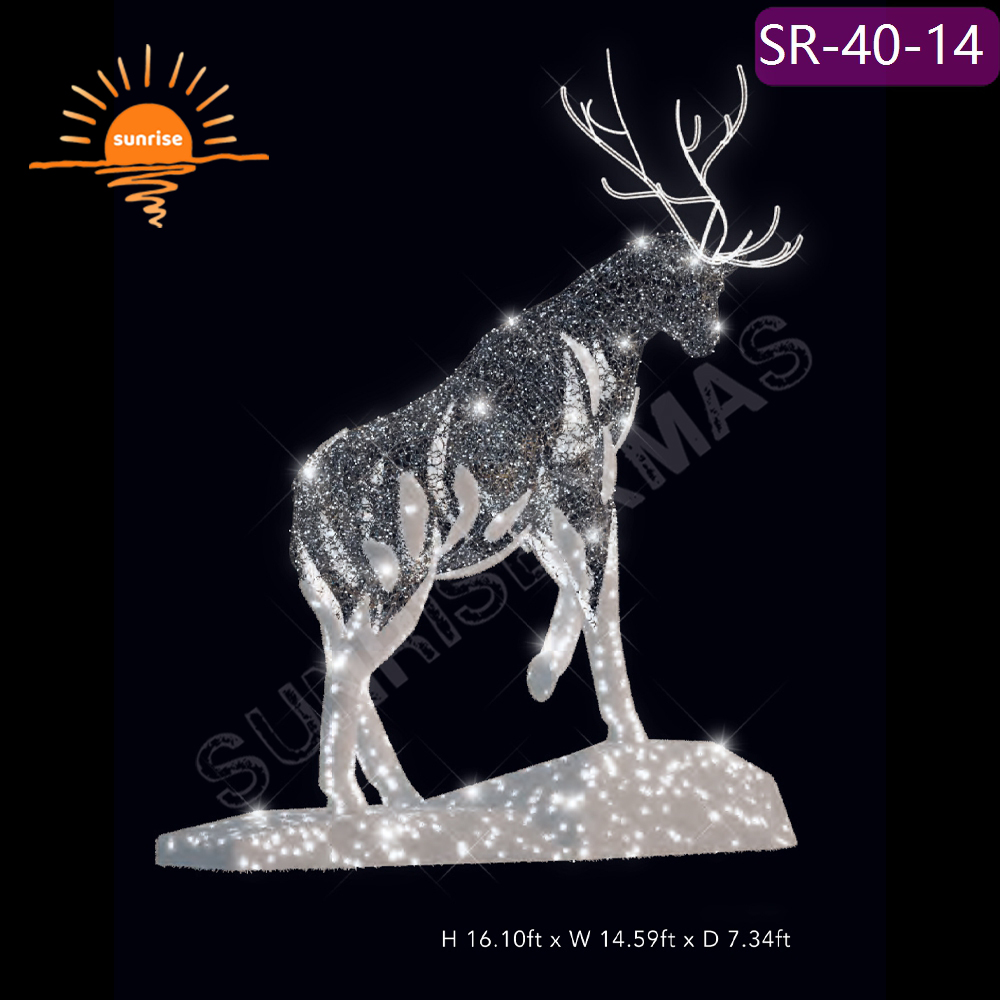 Winter Christmas led motif light show 3D Glowing reindeer yard ornament 3m/5m/6m waterproof large Holiday decoration in stock