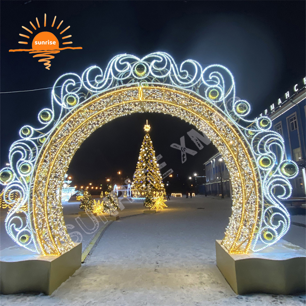 Customizable Outdoor Waterproof Christmas LED Ball Arch street walk Through Tunnel Theme Light Large Commercial Light in stock