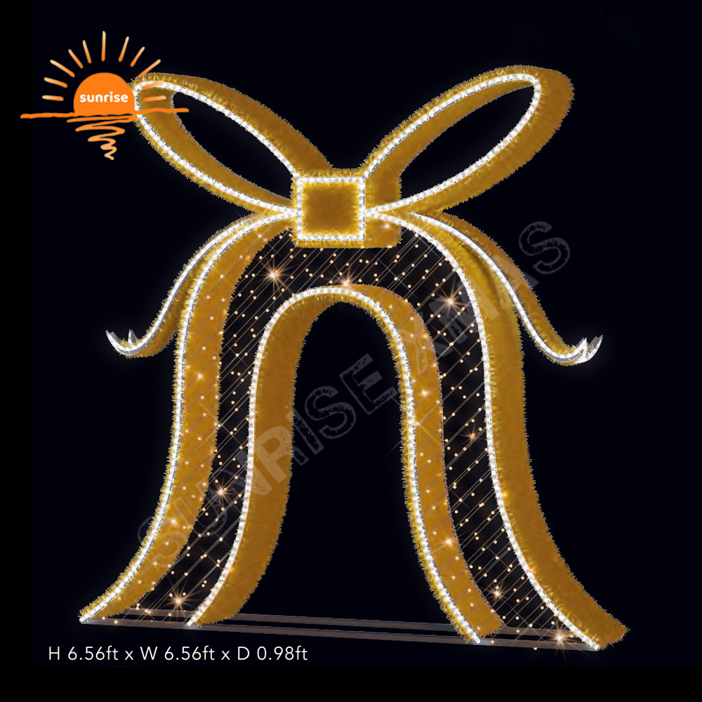 Holiday Iron Sculpture Reindeer Decoration Commercial Angel Large LED Outdoor Christmas Tree and Small Bell Motif Light