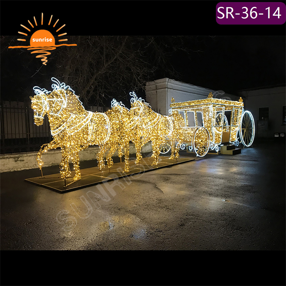 Customizable 3D giant Christmas Vehicle motif photo op light Mall park props Holiday Giant LED Carriage Pattern Decorative