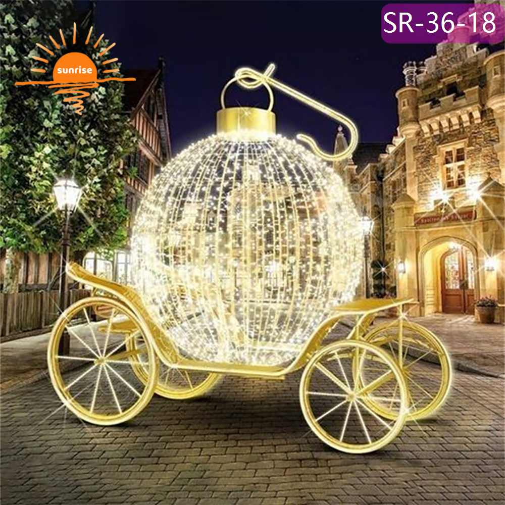 Best Outdoor Design Lighting 3d Gharry horse Carriage Decoration Christmas Shopping Mall Party Large led Vehicle motif