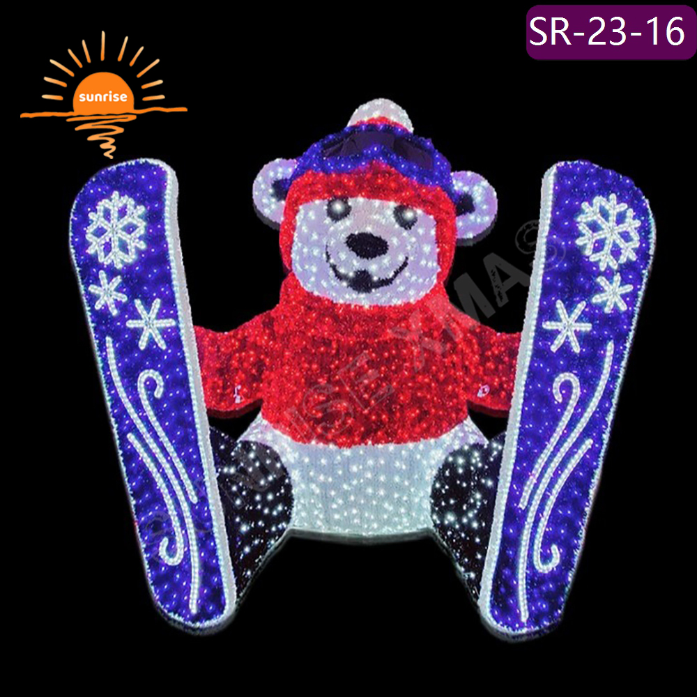 LED Christmas Teddy Bear for Shopping Center Decoration Customizable Outdoor Large Size LED Christmas Sitting Teddy Bear Lights