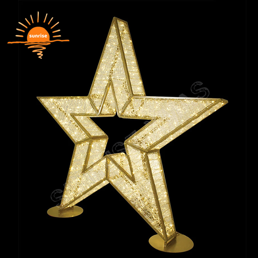 Giant Led star motf lights Christmas lighting for outdoor commercial and 3D xmas star mall decoration in stock
