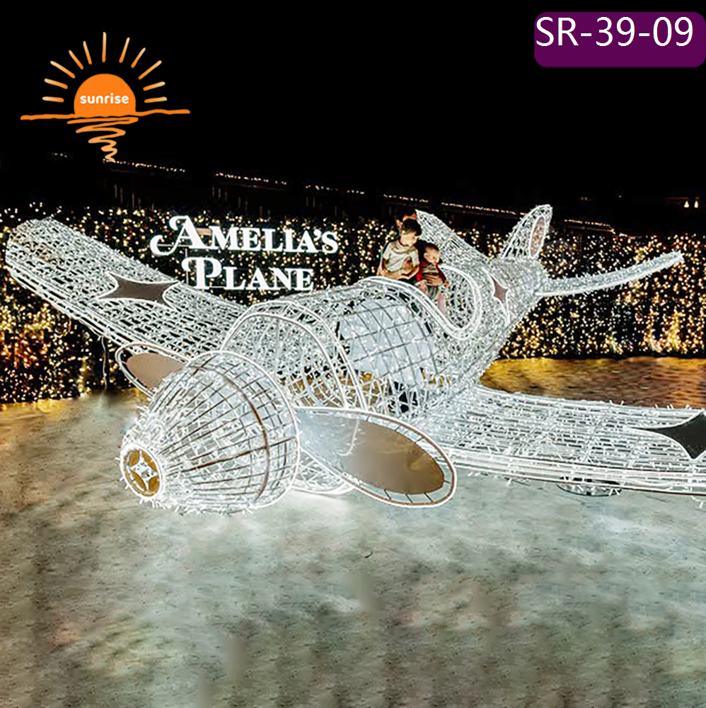 Xmas airplane led Light Emitting Diode decoration for Festive Displays Outdoor IP65 3D Christmas helicopter motif light show
