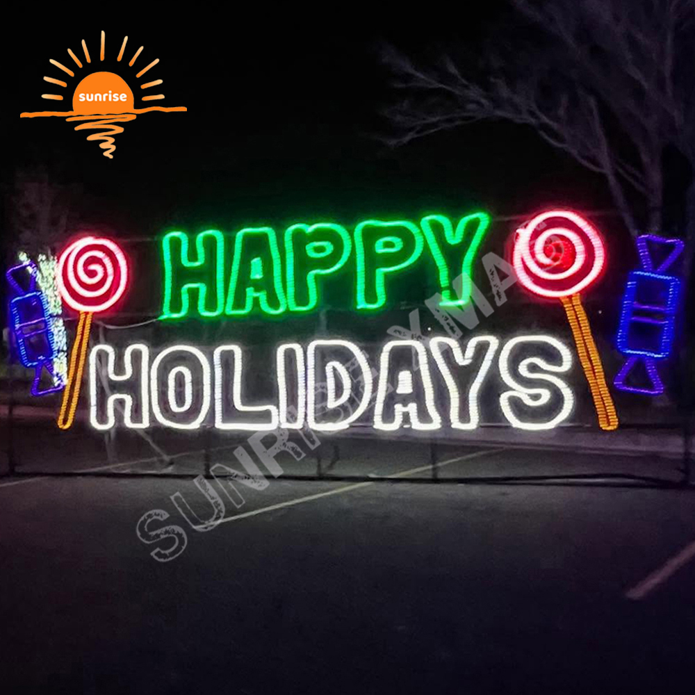 Outdoor IP65 Custom Christmas Letters Ornament for Shopping Xmas Park Decorations Giant Commercial LED Waterproof Motif Lighted