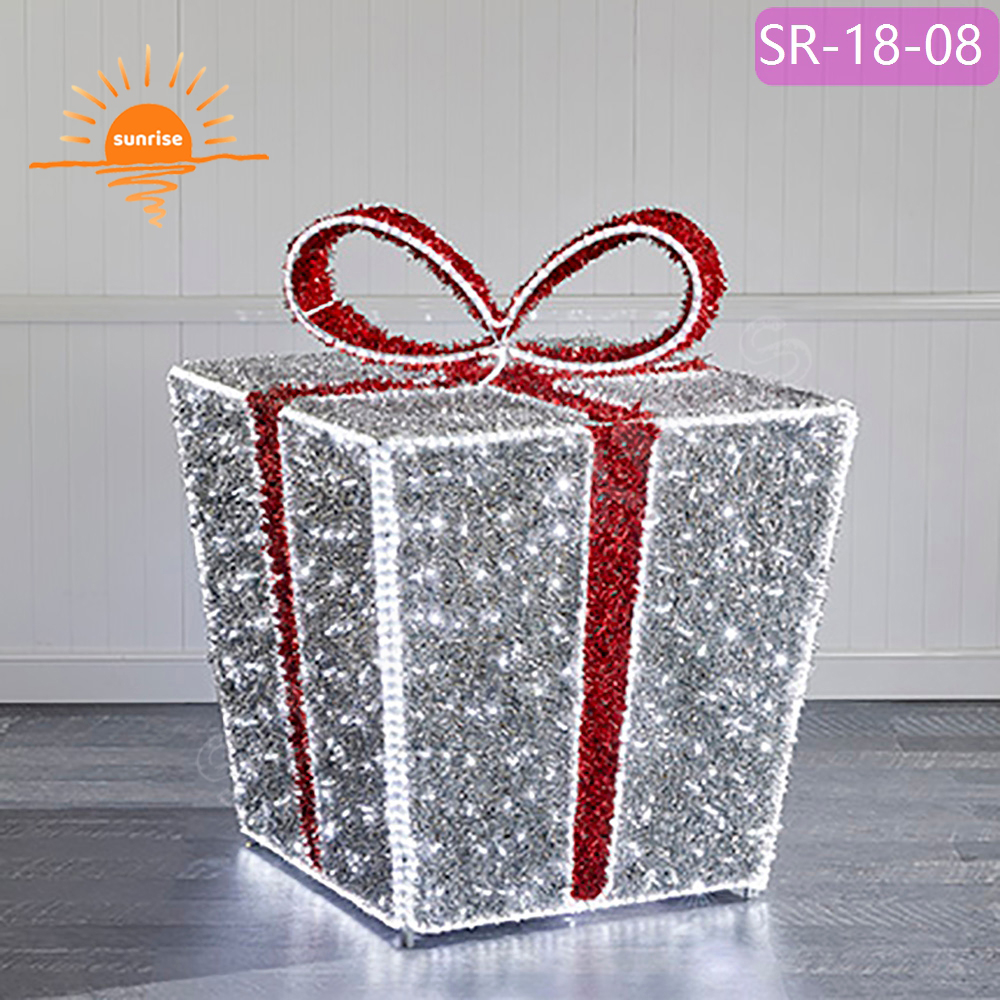 3D LED motif gift box presents decoration custom color mall park decoration props for light show