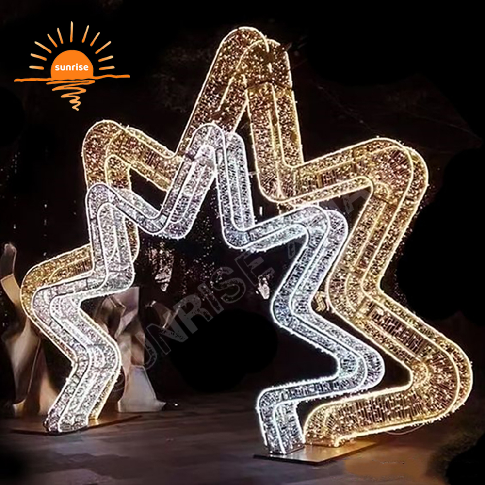New Design Wedding star Decorative Lights Led Outdoor Street Arch Light show Christmas snowflakes motif tunnel