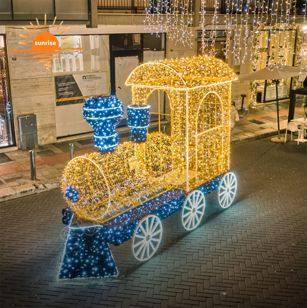Large Train Motif Light Show in Stock Outdoor Light 3d Sculpture Train Decoration Christmas Shopping Mall Party Large Decoration