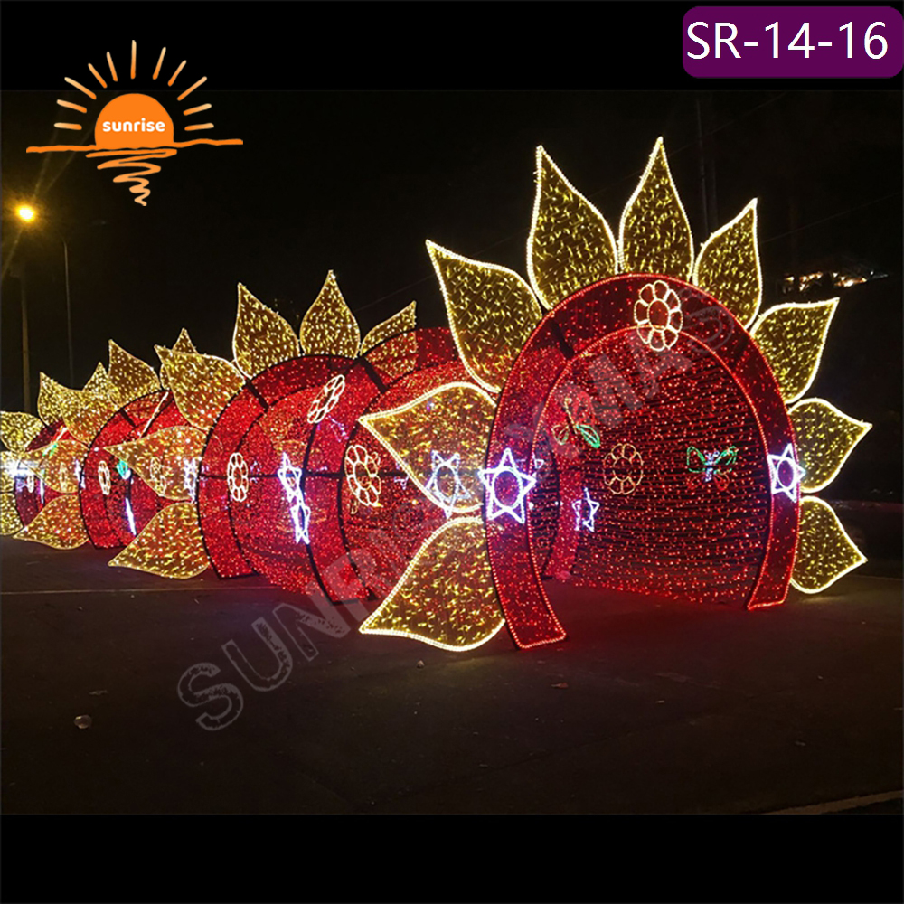Outdoor Flashing Decoration Christmas Street walk through tunnel LED Arch motif Light 3d Holiday square Decoration Theme Light