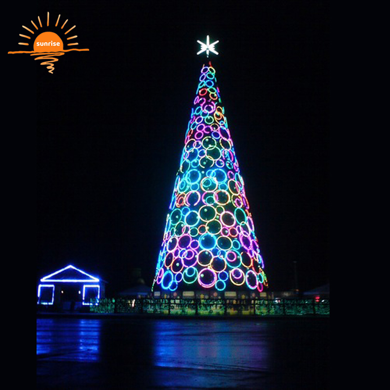 Outdoor Giant Decorations Metal Outdoor Lighted Giant LED Christmas Tree Music Programmable Artificial PVC Christmas Tree