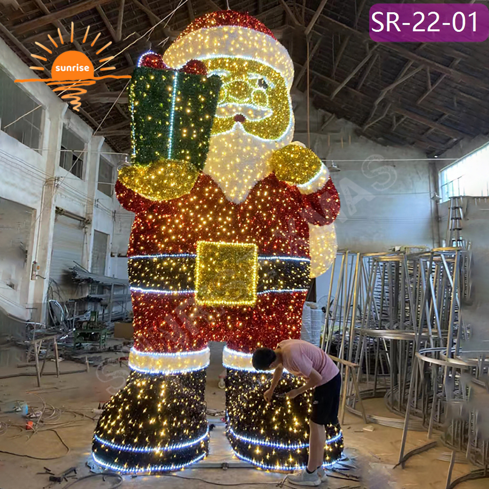 Giant christmas decoration supplies Best Holiday Santa Claus Light Displays led 3D street motif light show