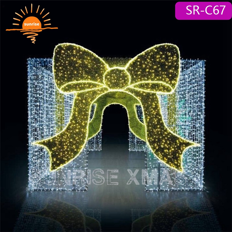 3m 5m Outdoor LED  Lighted Walk Through Large Gift Box Presents Large Christmas Props Decoration for Selfie Photoshoot