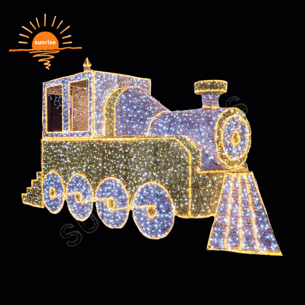 Large Train Motif Light Show in Stock Outdoor Light 3d Sculpture Train Decoration Christmas Shopping Mall Party Large Decoration