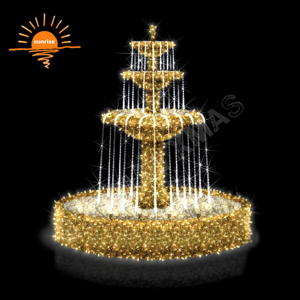 Waterfalls Fountain Theme Season in Winterland Light Show 3D LED Rope Motif Light Christmas Large Waterproof Garden Decoration