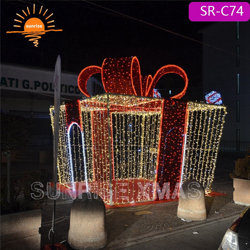 Outdoor Giant LED Christmas Decoration Large 3D Gift Box  Lights for Commercial and Shopping Mall