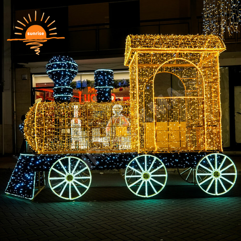 Custom LED Bulldozer Truck Motif for Amusement Park Large Commercial IP65 Led Vehicle Light Xmas Outdoor Train Crane Decoration