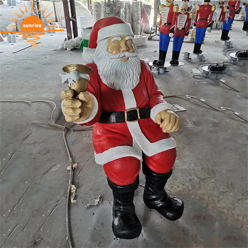Fiberglass Santa Claus Christmas Sculpture Large Figurine Statue Ornaments Garden Landscaping Decorations