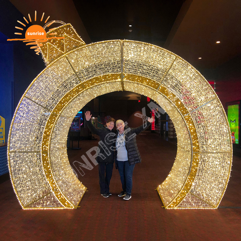High-quality Waterproof IP65 bauble/ornament Theme Park Large Christmas Light 3d Decorative Arch Pattern LED Light show in stock