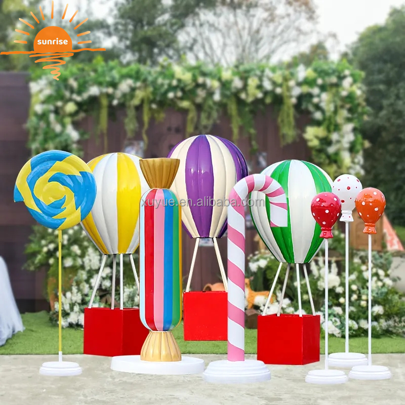 Christmas Outdoor Candy Cane Props Fiberglass Resin Lollipop Donuts Doughnut Sculpture for Store Shop Decoration
