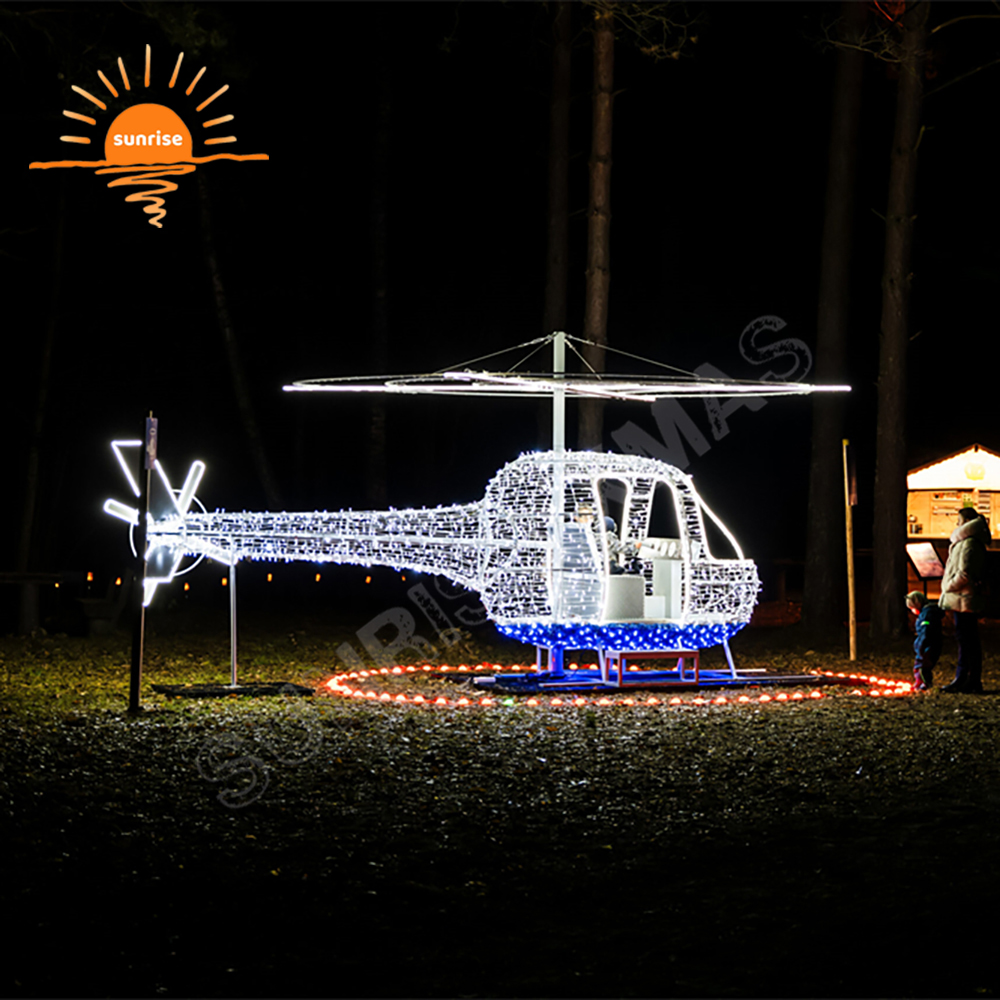 Holiday Christmas Helicopter Giant Motif Decoration Supplies LED Waterproof Sports Car Theme Light Show for Street Garden Park