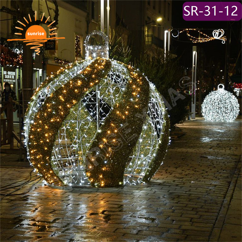 New outdoor Xmas bauble/ornament 3D emitting diode theme light show in stock Christmas ball shape waterproof motif decoration
