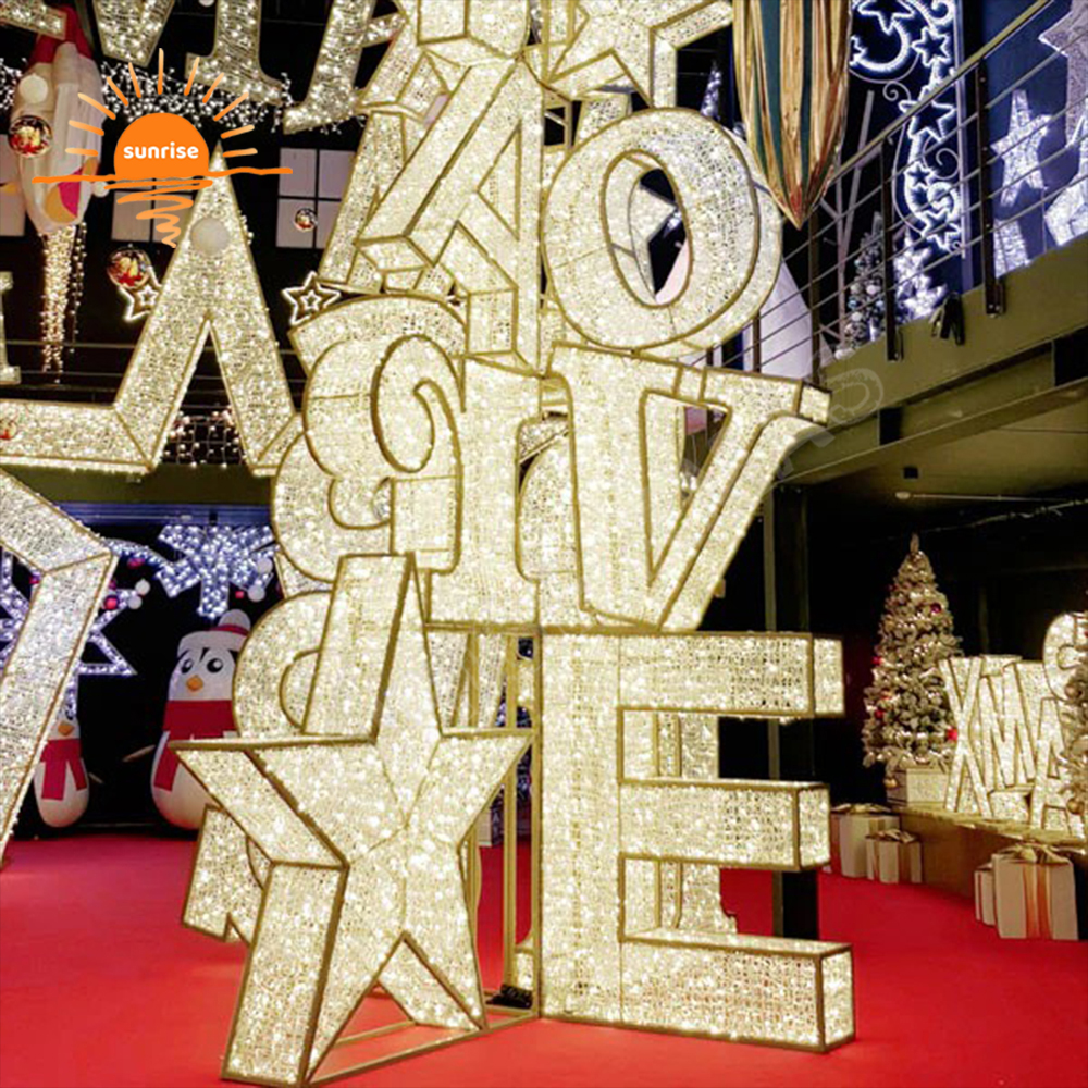 Waterproof Customized LED Christmas Tree Decoration for Shopping Mall Decoration Xmas Letters Tree Commercial Large Decorations