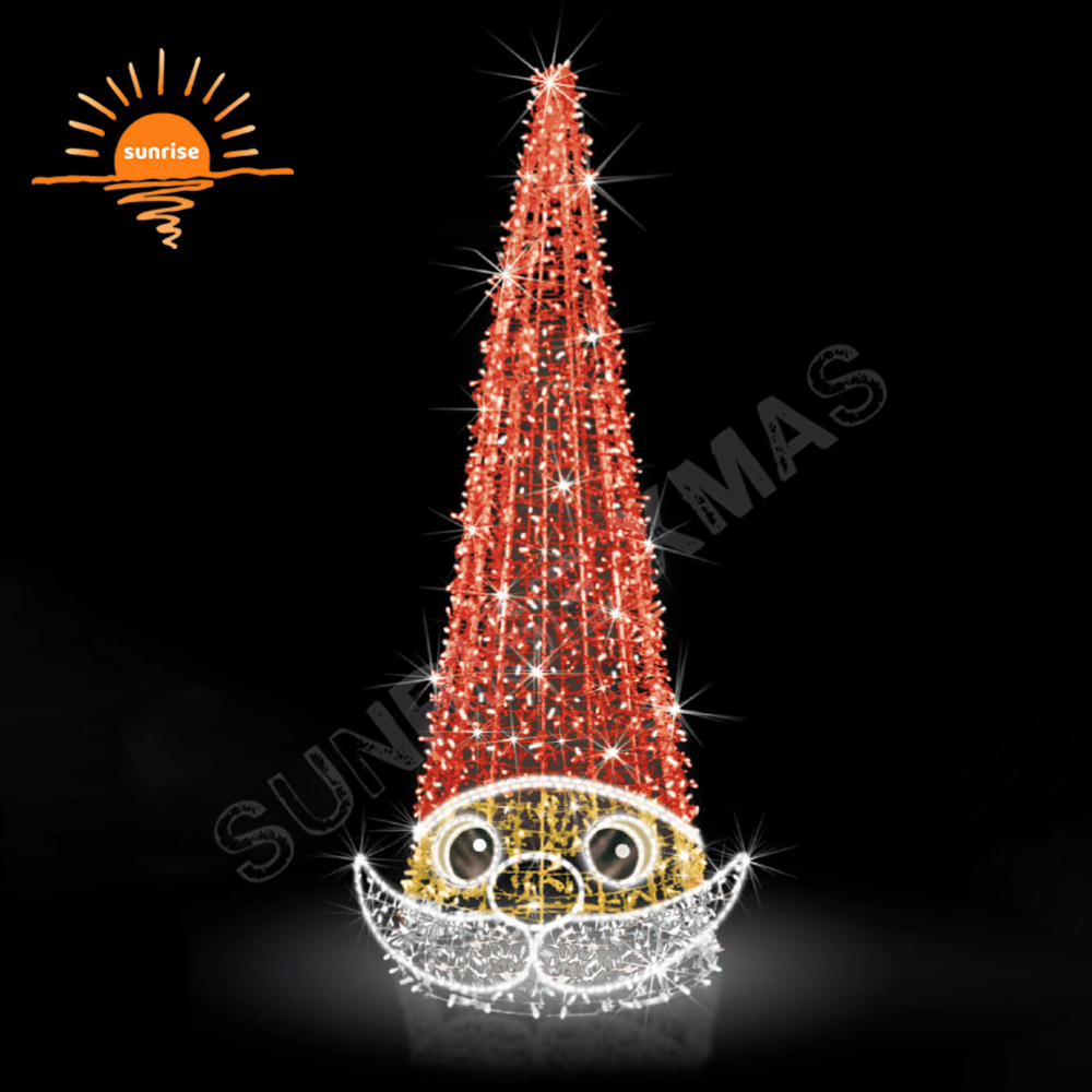 IP65 Animated Merry Christmas Reindeer Hats Decoration Led Light Santa Claus Motif Tree Decoration Supplies for Playgrounds Mall