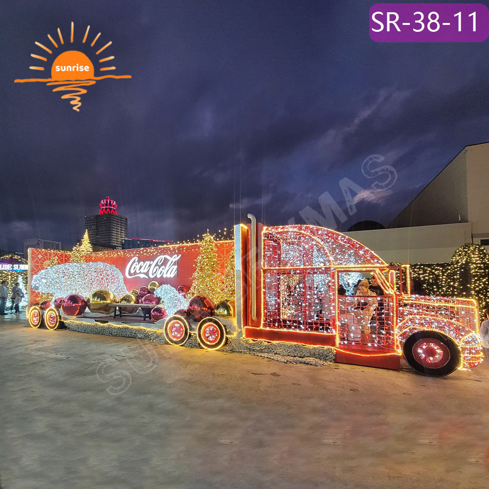 Large Metal Frame LED Vintage Truck Yard Art for Patio/Garden Christmas led Vehicle Light theme light show for Festive Displays