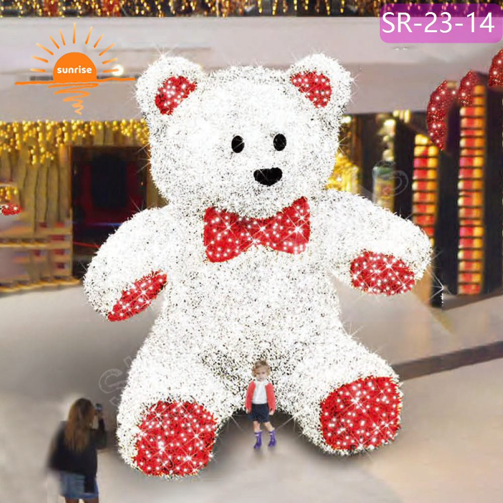 LED Christmas Teddy Bear for Shopping Center Decoration Customizable Outdoor Large Size LED Christmas Sitting Teddy Bear Lights