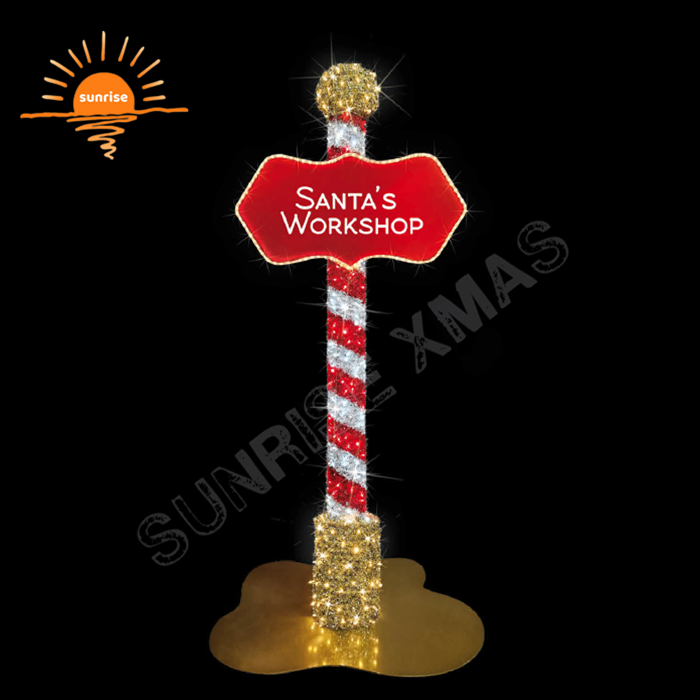 New Fashion Outdoor Waterproof Park Led Santa Claus Decorative Christmas Illuminated Large 3D North Pole Sigh Motif Light