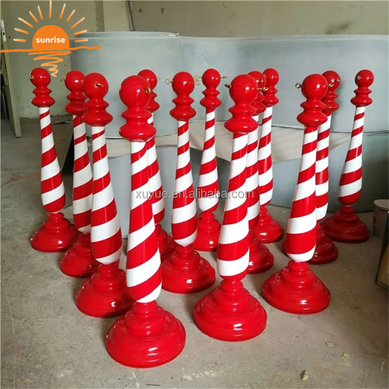 Customized Christmas Decoration Fiberglass Candy Cane Guardrail Statue