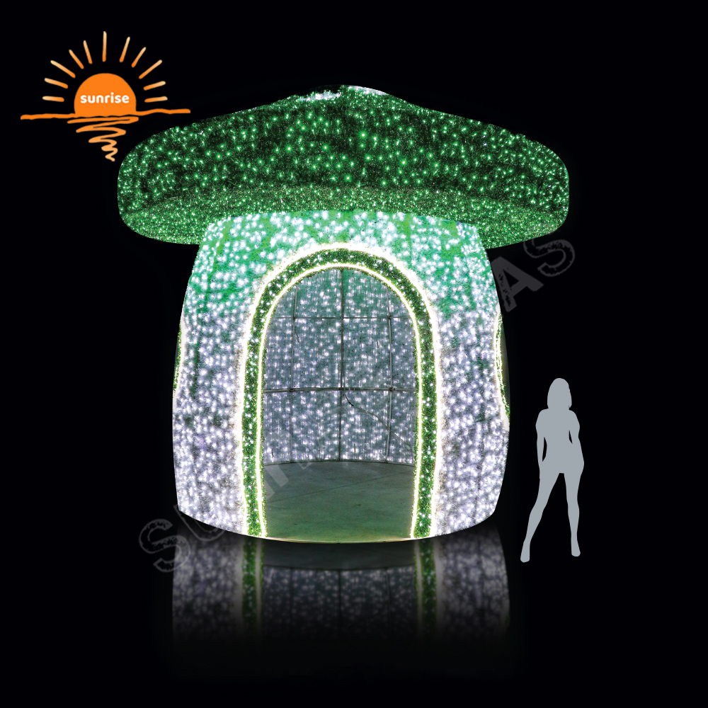 Christmas 3D  Mushrooms Motif Lights Outdoor Landscape LED Neon Flex Lotus Light Show Customized Decoration Holiday for Garden
