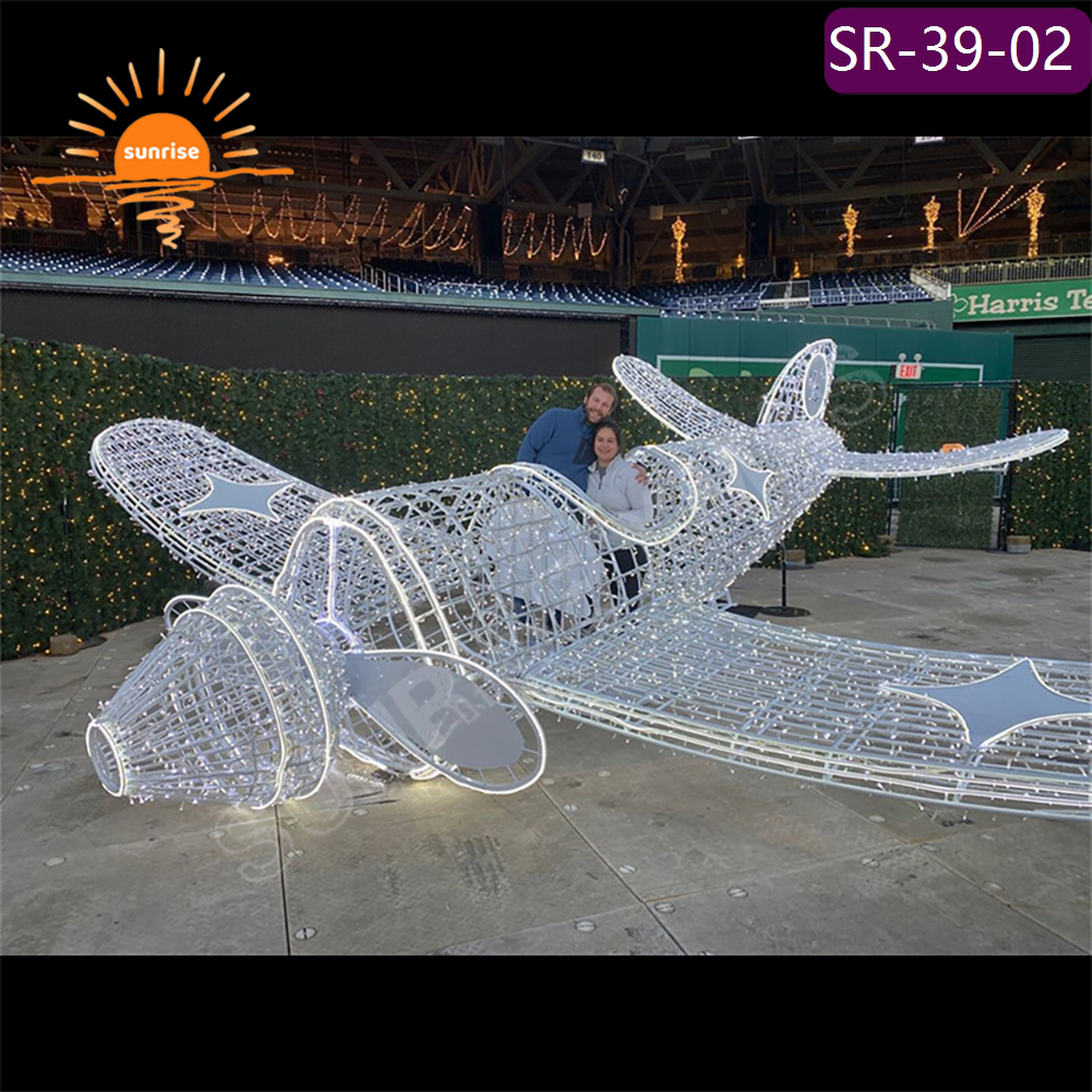 high-quality Festival Street Airplane Motif Lights LED Decorations New Year Christmas Airplane Decorative Lightings