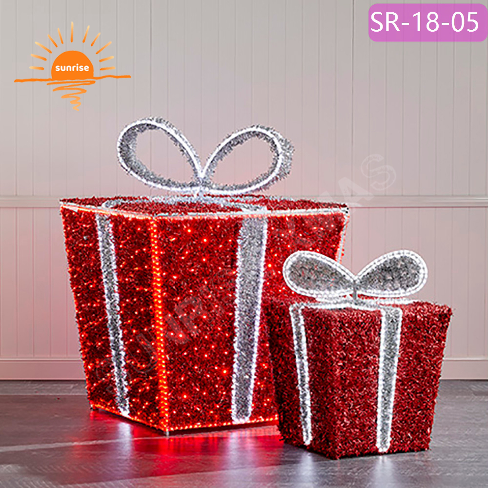 Giant Custom colorful led motif light for mall park decoration props large size gift box for presents light show in stock
