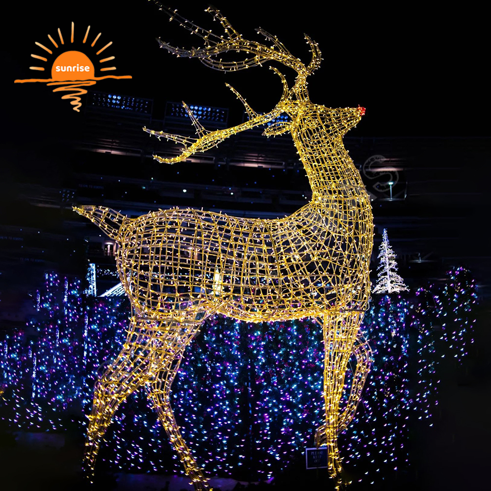Custom Christmas Ornament Outdoor Waterproof LED Large Deer Motif Lighted Christmas Reindeer Decorations for Festive Displays